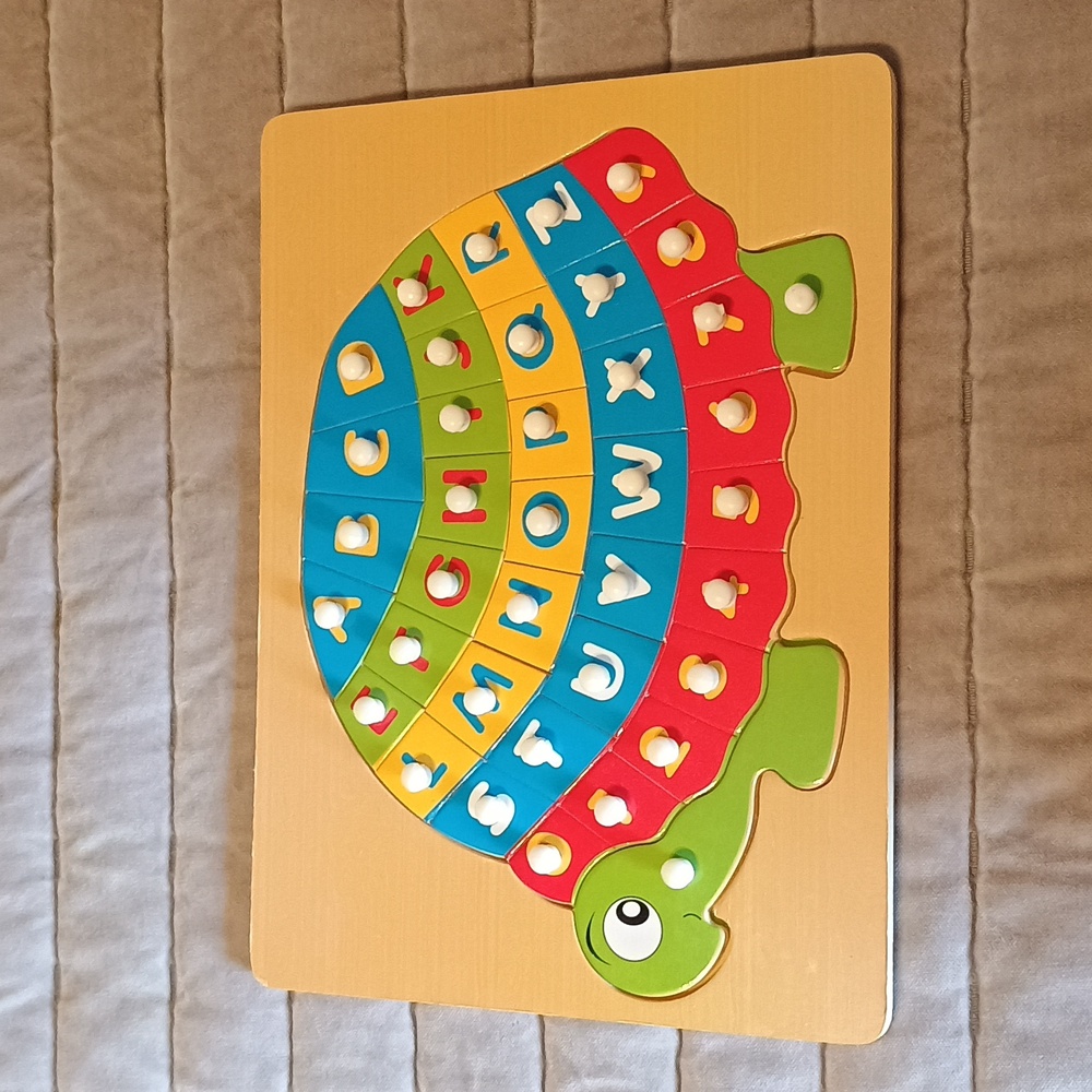 Adorable Wood Turtle Alphabet Puzzle